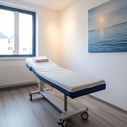 Behandlungsraum in der Zfas Bielefeld das Zentrum für Anästhesie und Schmerztherapie am Niederwall 37-39. Wieder eine Praxis vermietet durch Immobilien-Klose, Immobilienmakler in Bielefeld. Kontakt: Tel. 0521 1647853